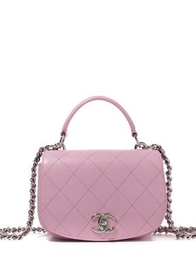 Chanel Flap Bag With Handle Pink 23 series calfskin